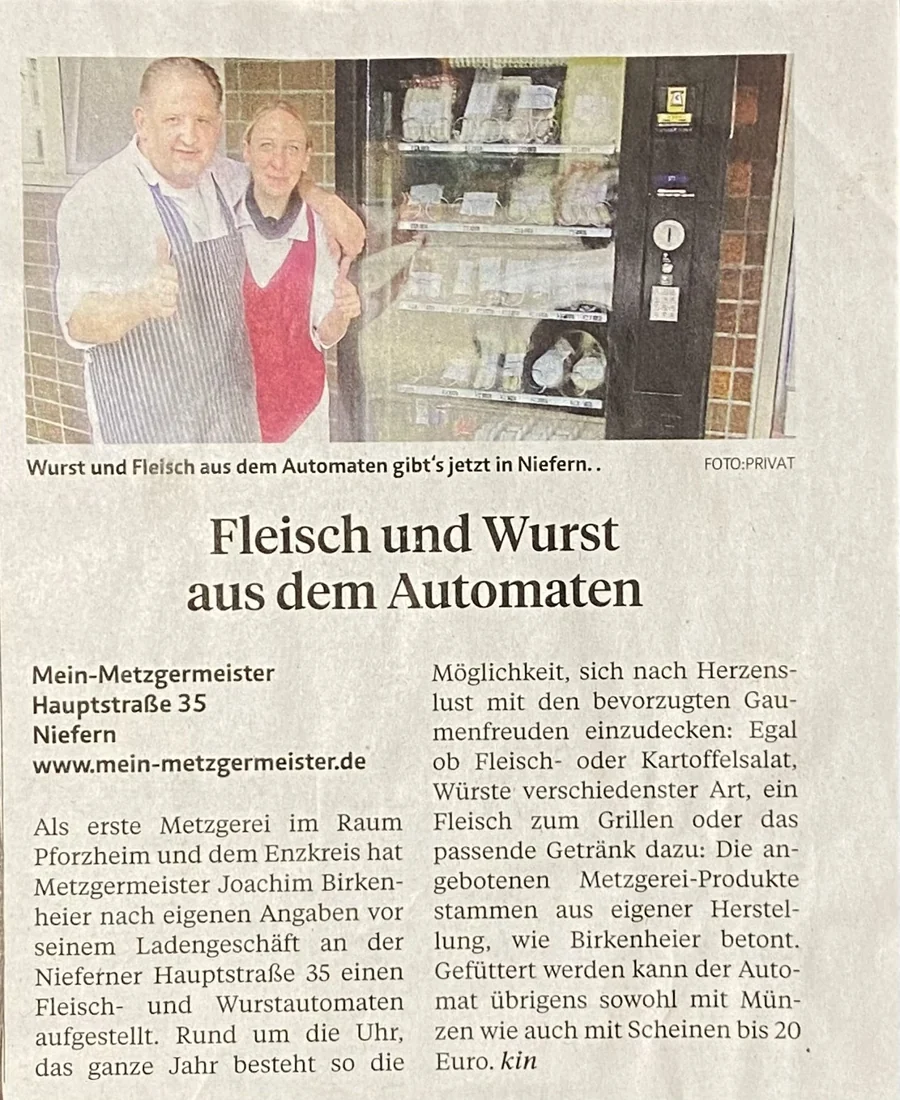 Fleisch und Wurst aus dem Automaten